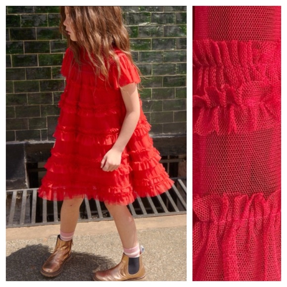 Mini Boden Other - Mini Boden Red Tulle Tiered Dress